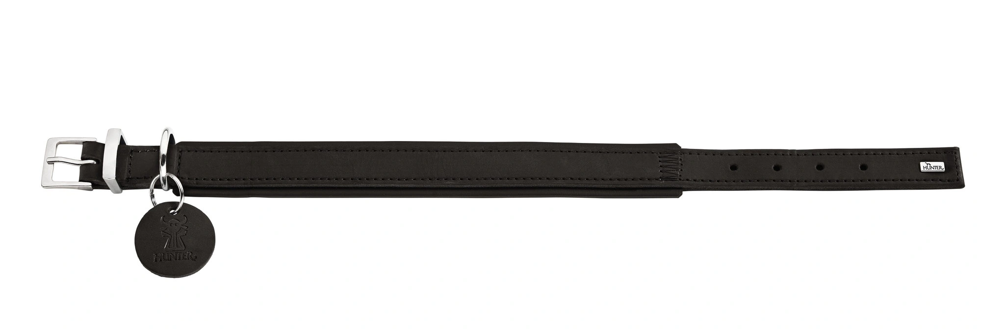 Hunter Larvik Comfort 55 Sort Hundehalsbånd - justerbart hundehalsbånd (36 - 46 cm, B 3,5